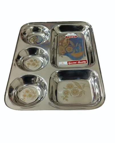 Stainless Steel 5 Compartment Plate